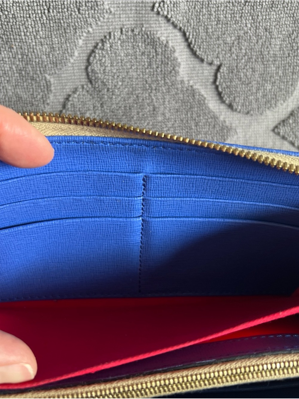 Dooney & Bourke Saffiano Large Zip Around Wallet Clutch in Azure/Blue - Picture 9 of 12